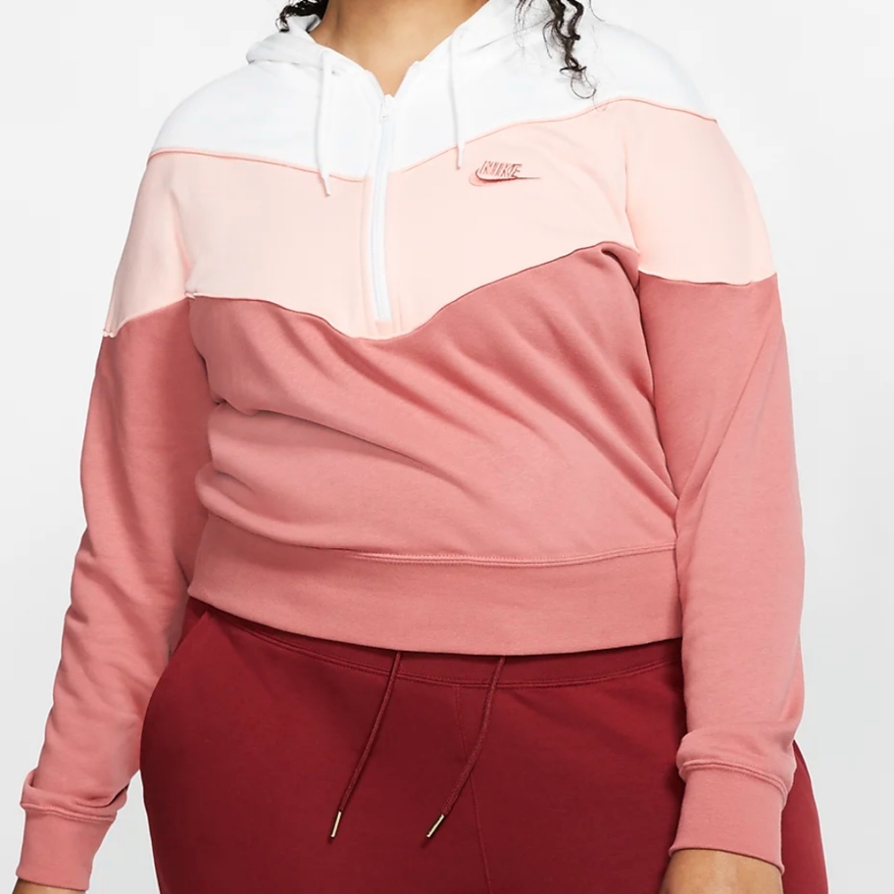 Nike Women's Pink and White Hoodie
